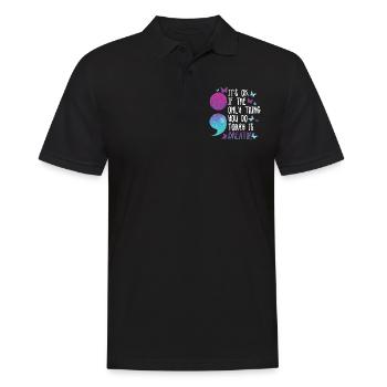 psycMental Health Warrior Violet Et Turquoise - Polo Homme - noir - Devant - Kai (181cm)