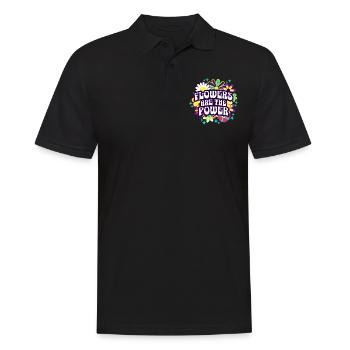 Phrase Positive Années 70 et 80 Fleurs - Polo Homme - noir - Devant - Kai (181cm)