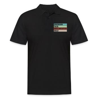 Ehemann Papa Grillmeister Held - Männer Poloshirt - Schwarz - Vorne - Kai (181cm)