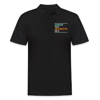 Ehemann Papa Grillmeister Held Vatertag - Männer Poloshirt - Schwarz - Vorne - Kai (181cm)