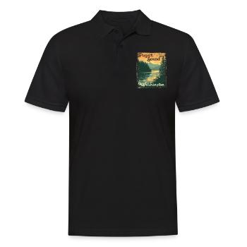 Puget Sound État de Washington Vintage Rétro - Polo Homme - noir - Devant - Kai (181cm)