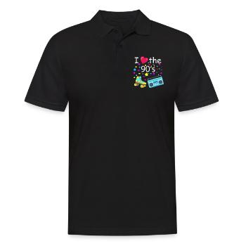 J'adore les années 90 - T-shirt rétro années 90 - Polo Homme - noir - Devant - Kai (181cm)