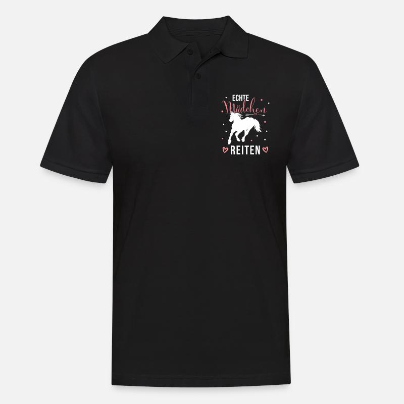 Echte Mädchen Reiten Pferde Mädchen - Männer Poloshirt - Schwarz