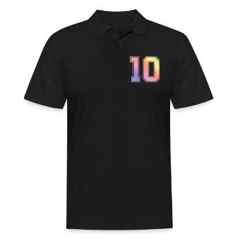 10 Zahl Bunt - Männer Poloshirt - Schwarz - Vorne - Kai (181cm)