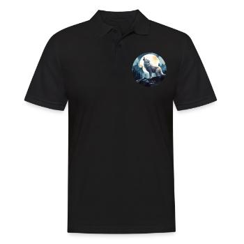 Ein Wolf, der unter dem Vollmond heult - Männer Poloshirt - Schwarz - Vorne - Kai (181cm)