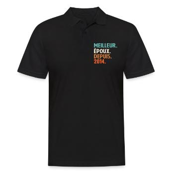 Meilleur Époux Depuis 2014 | 10 anniversaire - Polo Homme - noir - Devant - Kai (181cm)