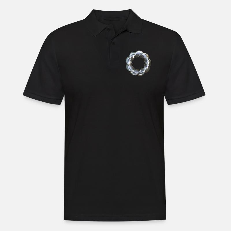 Gedrehter 3D Ring Silber - Männer Poloshirt - Schwarz