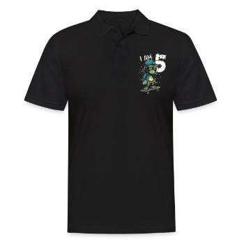Anniversaire des enfants 5 ans - singe patineur - Polo Homme - noir - Devant - Kai (181cm)