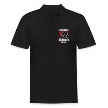 Beruflich wollte ich schon immer was mit Menschen - Männer Poloshirt - Schwarz - Vorne - Kai (181cm)
