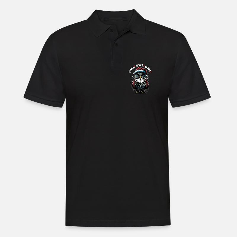 Weihnachtsmann Eule - Männer Poloshirt - Schwarz