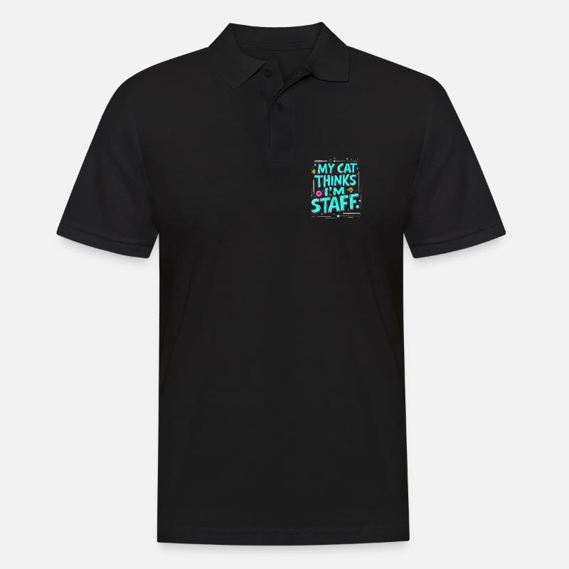 MEINE KATZE DENKT, ICH SEI MITARBEITER - Männer Poloshirt - Schwarz