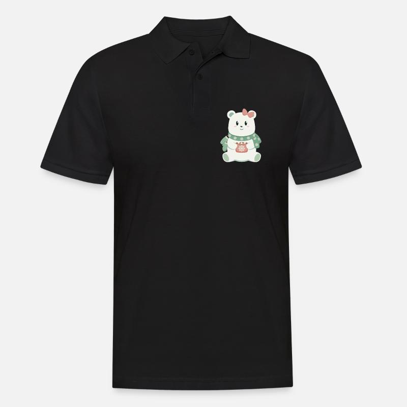Eisbär mit Schleife - Männer Poloshirt - Schwarz