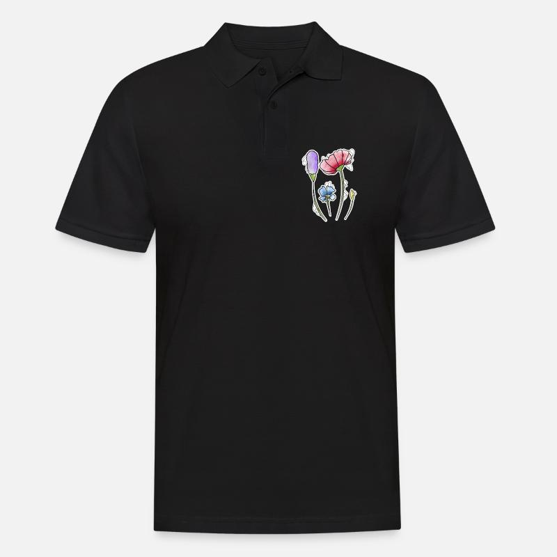 Blumen - Männer Poloshirt - Schwarz