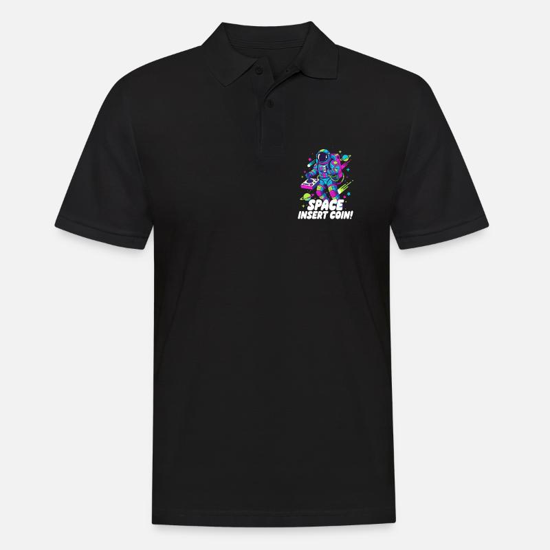 Space Insert Coin - Männer Poloshirt - Schwarz