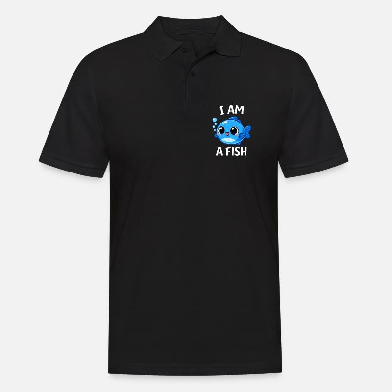 Fisch Kostüm Meerestier blauer Fisch Karneval - Männer Poloshirt - Schwarz