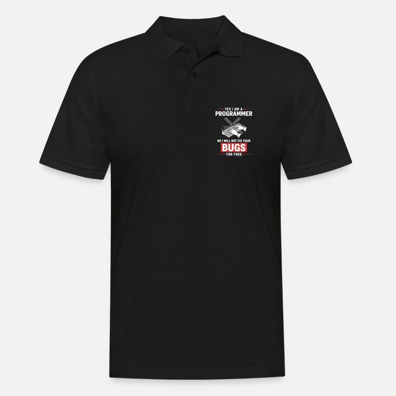 Humour Programmeur Fixe Pas Bugs - Polo Homme - noir