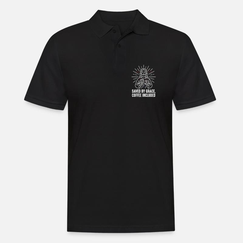 Gerettet durch Gnade – Kaffee inklusive - Männer Poloshirt - Schwarz