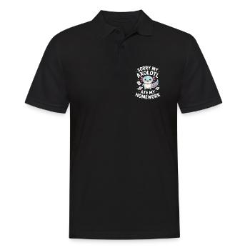 Axolotl hat meine Hausaufgaben gefressen. - Männer Poloshirt - Schwarz - Vorne - Kai (181cm)