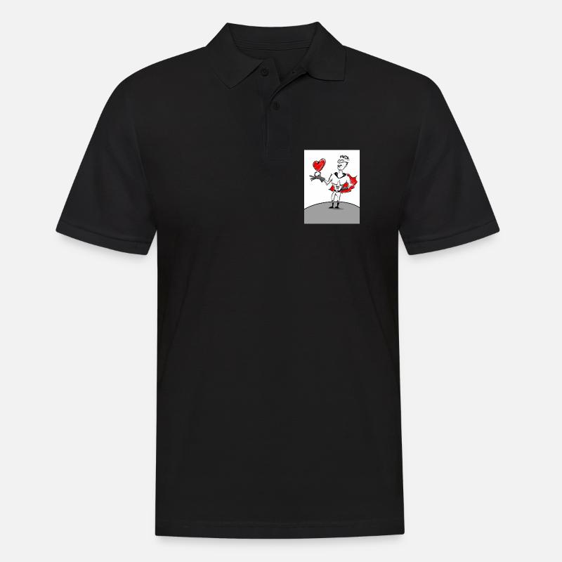 Herzheld: Superheld mit Herz - Männer Poloshirt - Schwarz