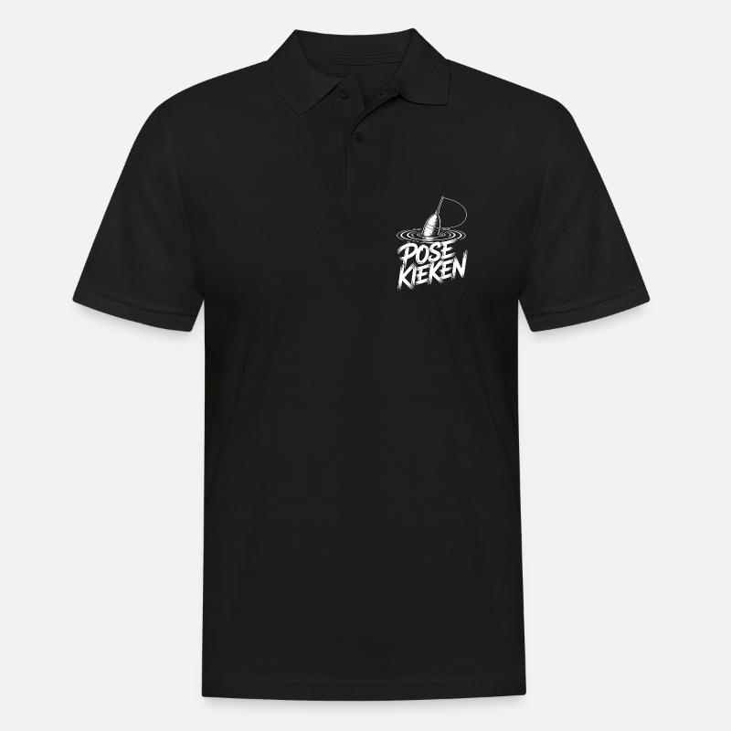 Fischen Pose Humor - Männer Poloshirt - Schwarz