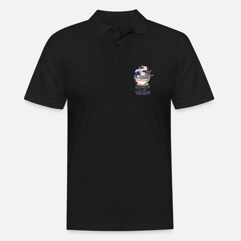 Ramen Therapy - Männer Poloshirt - Schwarz