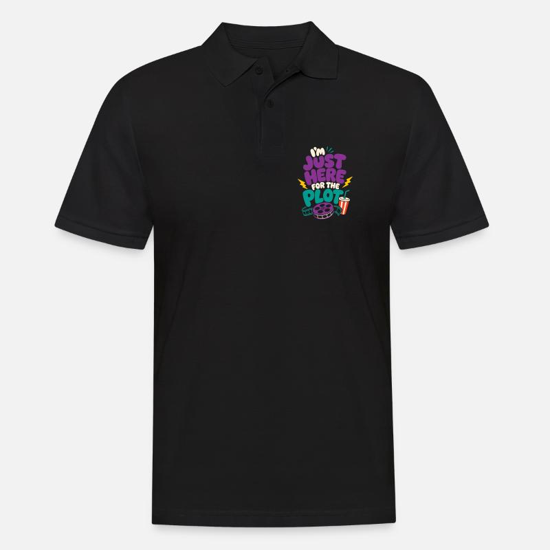 Just Here For The Plot - Männer Poloshirt - Schwarz