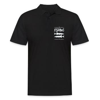 Motif du pêcheur : Silhouettes de pêche - Polo Homme - noir - Devant - Kai (181cm)