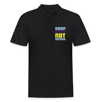 drop beats not bombs - Männer Poloshirt - Schwarz - Vorne - Kai (181cm)