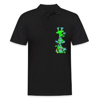 Gib den neon grünen Affen keinen Zucker! - Männer Poloshirt - Schwarz - Vorne - Kai (181cm)