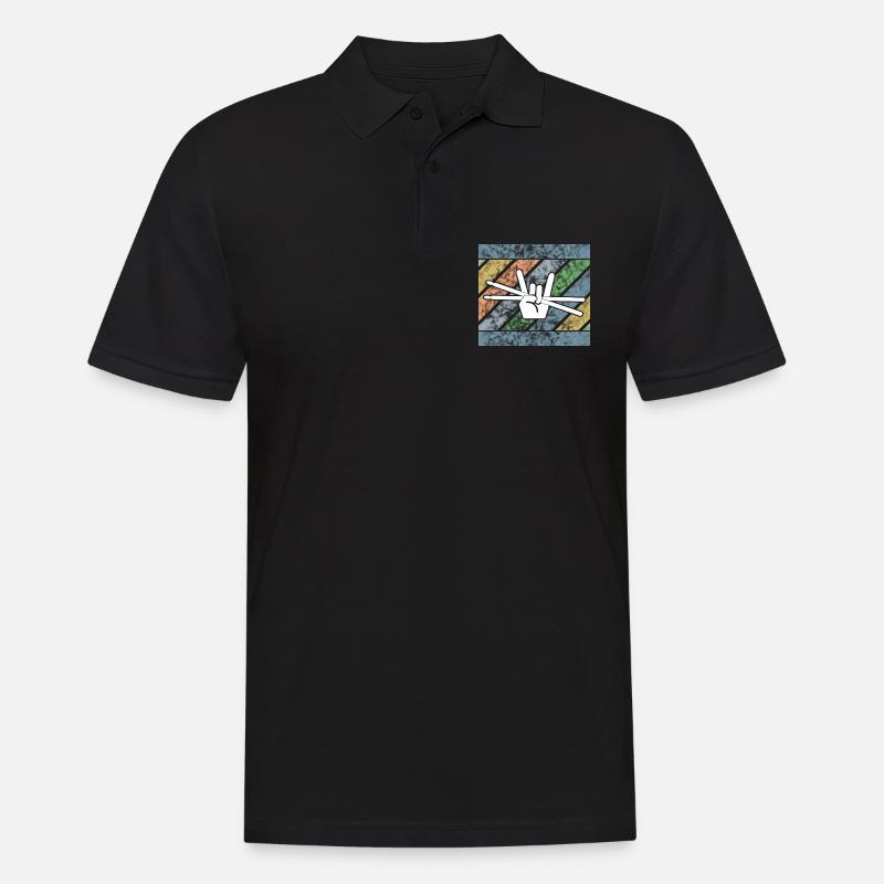 Drummer Drumsticks Schlagzeug Design - Männer Poloshirt - Schwarz