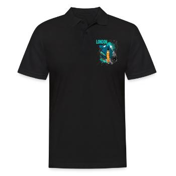 Londres Angleterre UK City Skyline Vintage Retro - Polo Homme - noir - Devant - Kai (181cm)