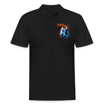 Eishockey Spieler Eishockeyspieler Neon Bunt - Männer Poloshirt - Schwarz - Vorne - Kai (181cm)