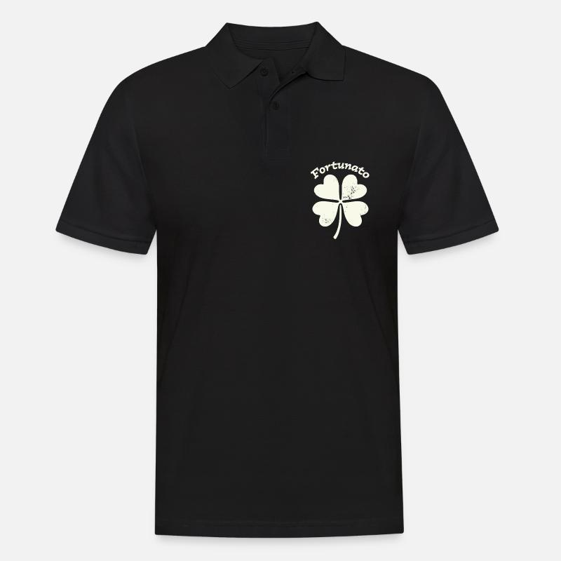 Fortunato Emblem Distressed Vierblatt - Männer Poloshirt - Schwarz