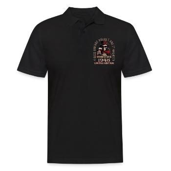 75e anniversaire 1948 75 Bon millésime - Polo Homme - noir - Devant - Kai (181cm)