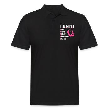 LUNDI. Définition humoristique. - Polo Homme - noir - Devant - Kai (181cm)