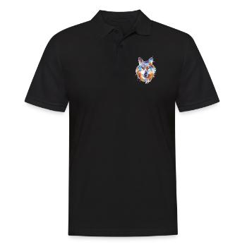 Funny Colorful Wolf Face - Men's Polo Shirt - black - Front - Kai (181cm)