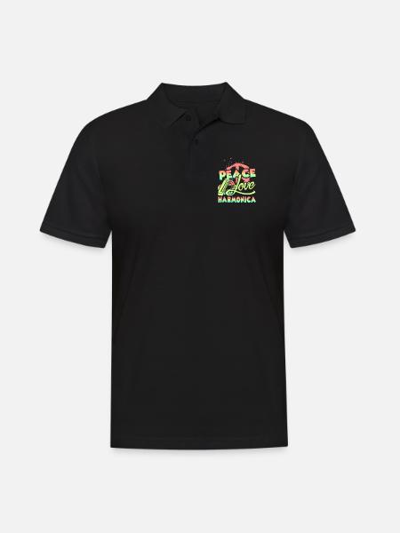 Peace Love Harmonica - Men's Polo Shirt - black