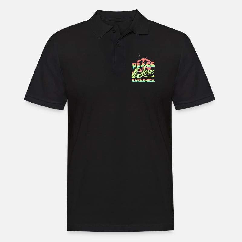 Peace Love Harmonica - Men's Polo Shirt - black