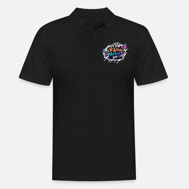 DJ TURNTABLE GRAFFITI - Männer Poloshirt - Schwarz