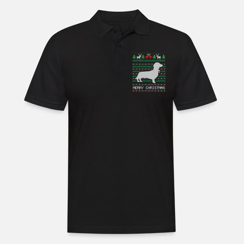 Weihnachts-Dackel - Männer Poloshirt - Schwarz