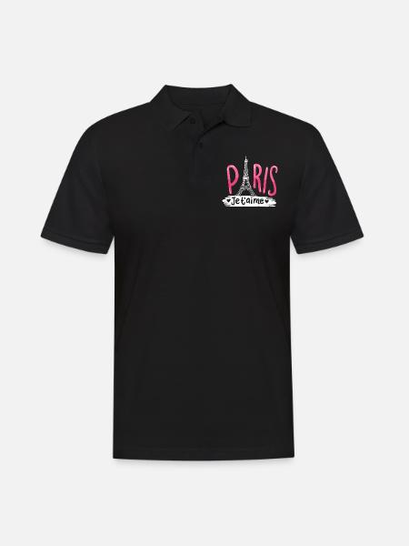 Pariser Eiffelturm - Männer Poloshirt - Schwarz