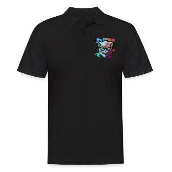 Chat maléfique avec des lunettes de soleil Amoureux des chats - Polo Homme - noir - Devant - Kai (181cm)
