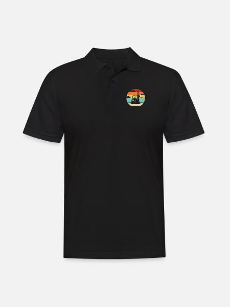 Retro Teleskoplader Gabelstaplerfahrer - Männer Poloshirt - Schwarz