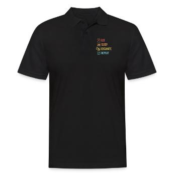 Eat Sleep Excavate Repeat Excavator Seilbagger - Männer Poloshirt - Schwarz - Vorne - Kai (181cm)