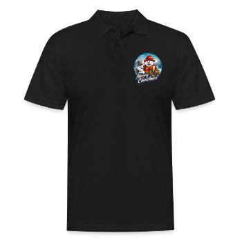 Lustiger Schneemann mit Bier Weihnachtsfest - Männer Poloshirt - Schwarz - Vorne - Kai (181cm)