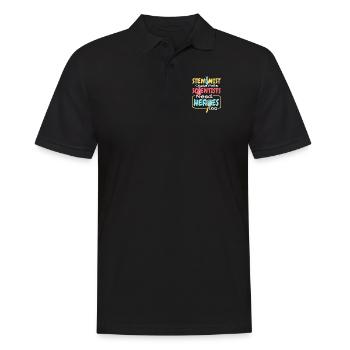 Denn auch männliche Wissenschaftler brauchen Helden MINT - Männer Poloshirt - Schwarz - Vorne - Kai (181cm)