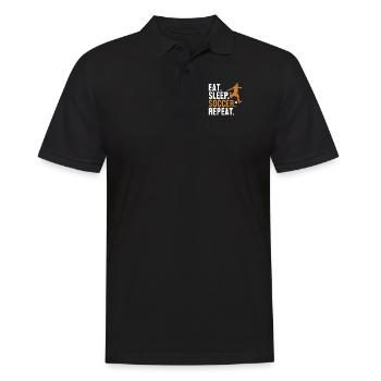 Eat Sleep Soccer Repeat Fußballspieler - Männer Poloshirt - Schwarz - Vorne - Kai (181cm)