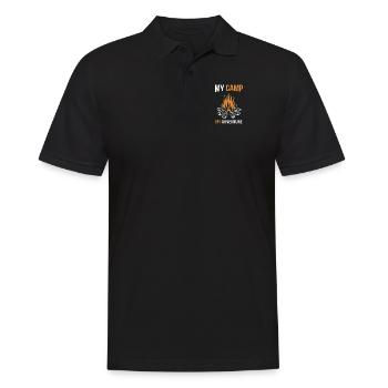 My Camp My Adventure Zelten Glamping Campingplatz - Männer Poloshirt - Schwarz - Vorne - Kai (181cm)