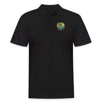 Retro Highland Cow Highland Heifer Breeder - Men's Polo Shirt - black - Front - Kai (181cm)