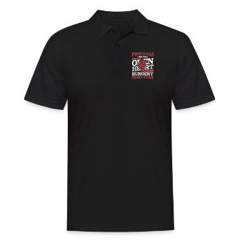 Stolzer Vater des Überlebenden der Herzoperation Open Heart - Männer Poloshirt - Schwarz - Vorne - Kai (181cm)